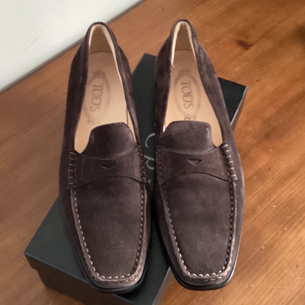 Women’s Tod’s  suede driving penny loafers